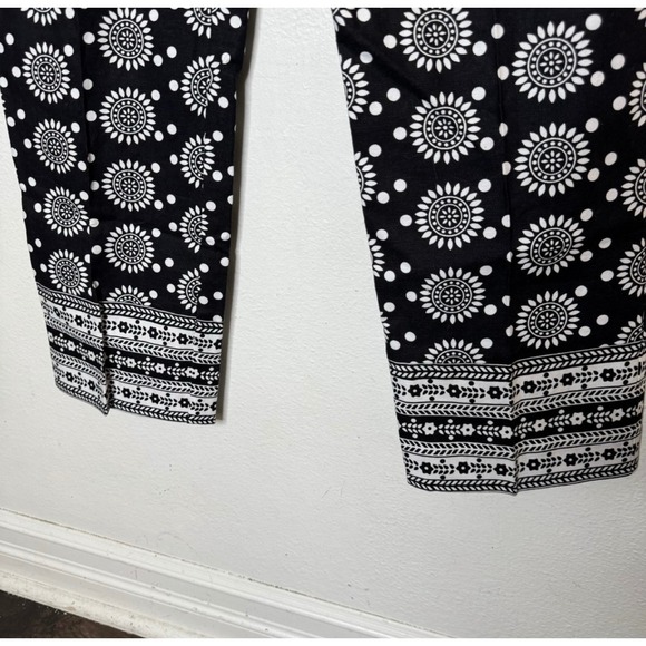 Boden Pants Women's US 6 Thea Linen Blend Black White Sun Flower Tailored Boho - Picture 6 of 10